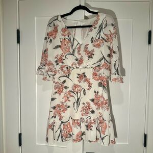 Floral white mini dress